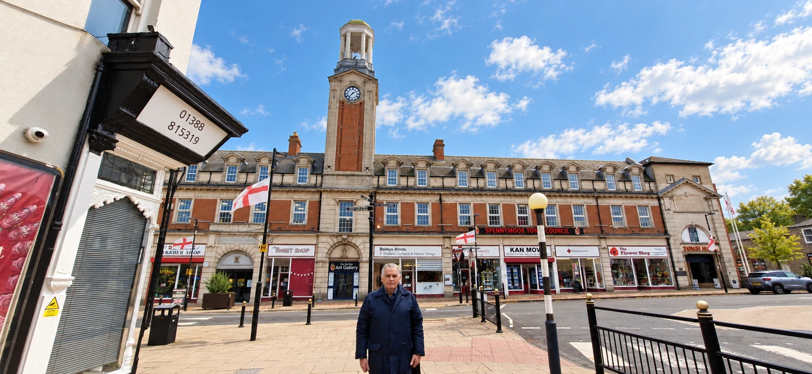 Spennymoor Town Hall and the town centre